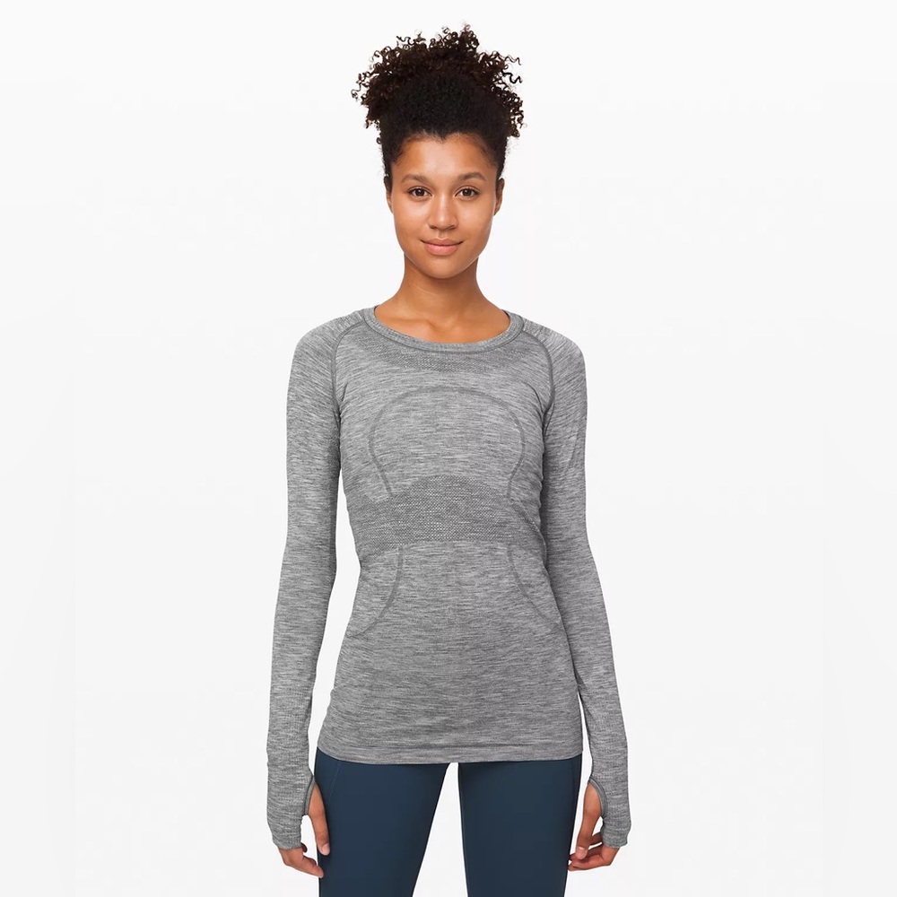 Lululemon swiftly tech long sleeve 4 slate/white light grey